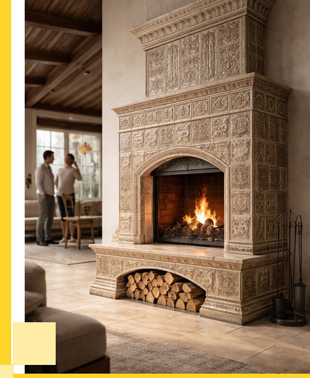 Купить изразцовый камин в Оренбурге от 254225 р. | ЭриданРнб