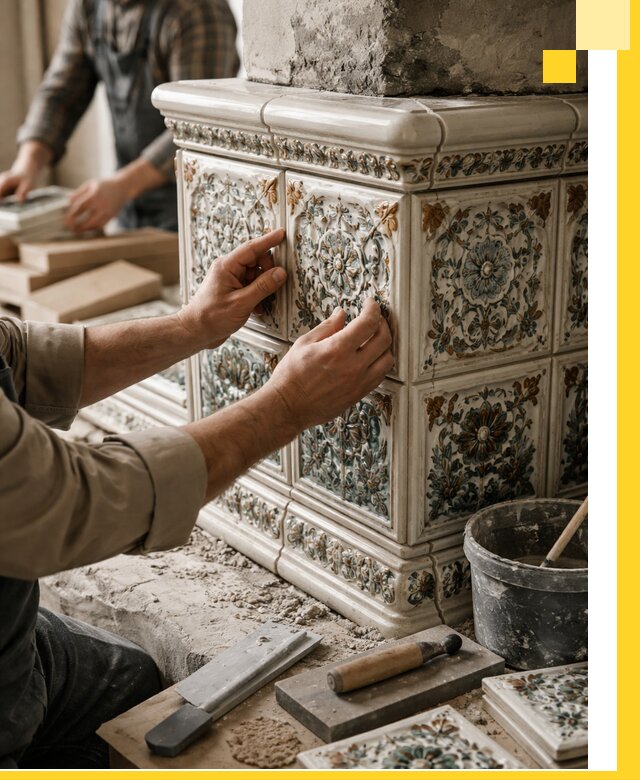 Изразцовые камины под ключ в Оренбурге: проект и монтаж