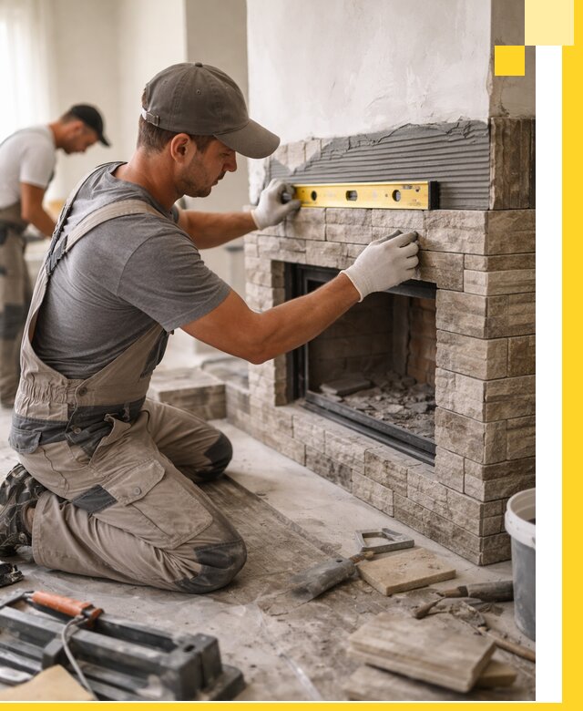 Облицовка каминов в Оренбурге, монтаж и отделка натуральным камнем