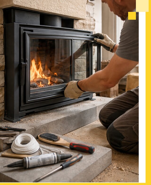 Производство, монтаж и доставка каминов со стеклом в Оренбурге