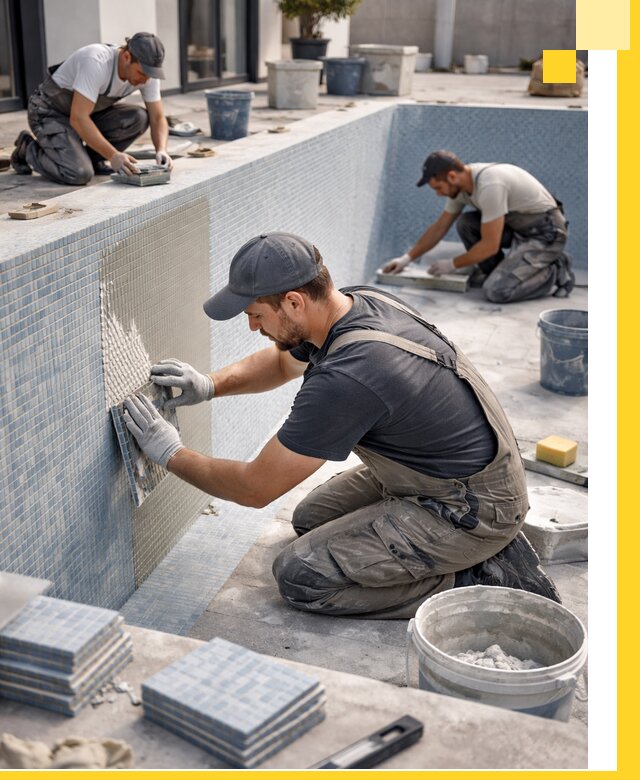 Облицовка бассейнов в Оренбурге плитка мозаика гидроизоляция