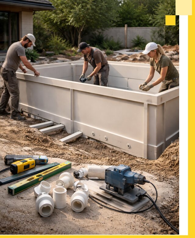 Установка полипропиленовых бассейнов под ключ в Оренбурге