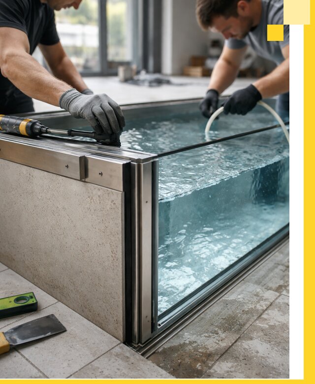 Проектирование и монтаж стеклянных бассейнов в Оренбурге