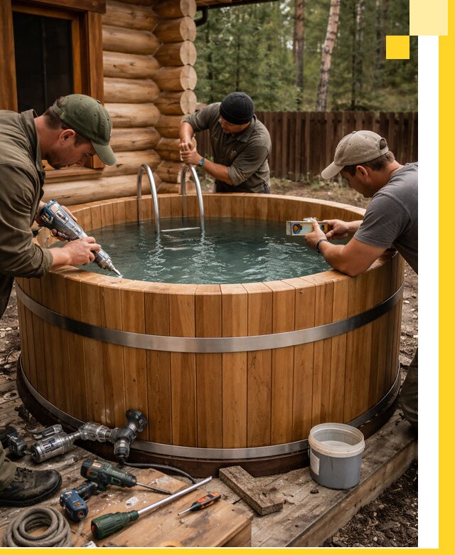 Строительство бань с купелью под ключ и отделкой в Оренбурге