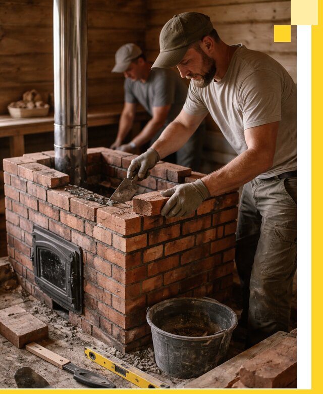 Кирпичные печи для бани под ключ в Оренбурге, проект и монтаж