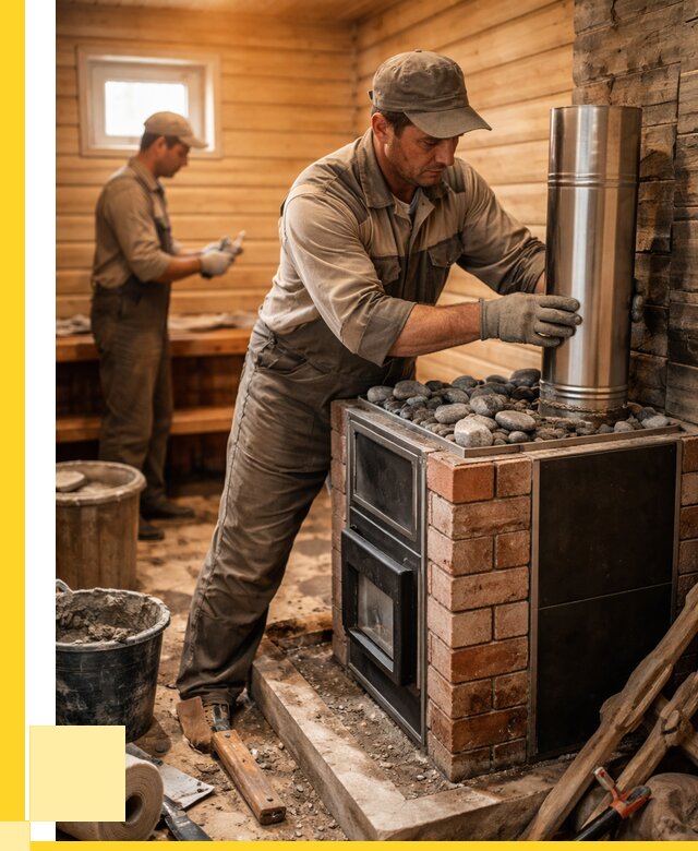 Монтаж печи в бане под ключ в Оренбурге от 20338 р. | ЭриданРнб