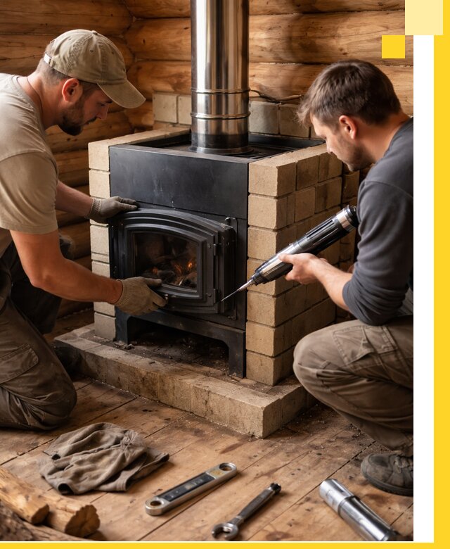 Монтаж и установка печи в бане под ключ с гарантией в Оренбурге