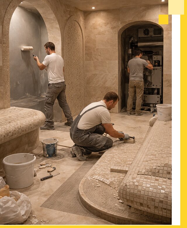 Строительство бани с хамамом и бассейном под ключ в Оренбурге