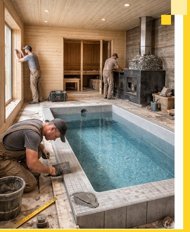 Проект бани с бассейном и сауной в Оренбурге под ключ