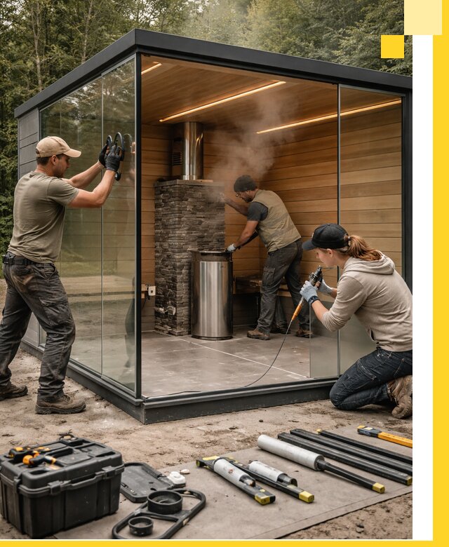 Проектирование и строительство стеклянных бань в Оренбурге