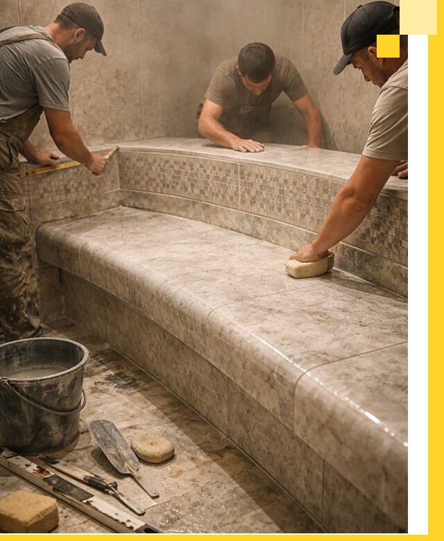 Изготовление и установка сидений для хамама в Оренбурге