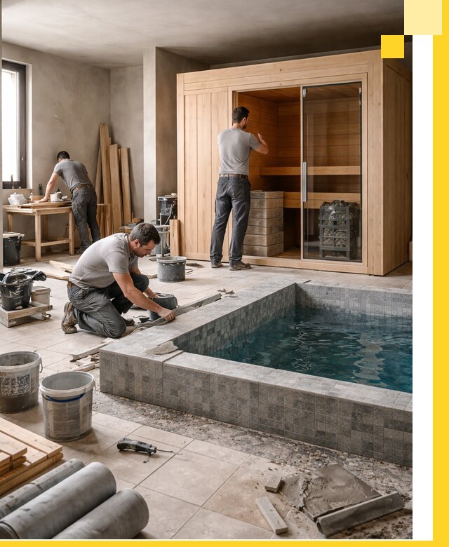 SPA зоны под ключ с бассейном сауной и печью в Оренбурге